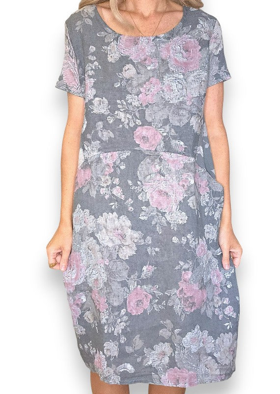 Sized Helga May Jungle Dress: Scarlett Rose - Grey