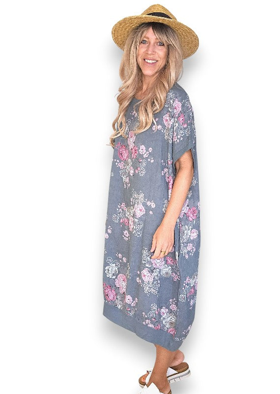 Helga May: Elastic Hem Dress: Scarlett Rose - Grey
