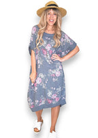 Helga May: Elastic Hem Dress: Scarlett Rose - Grey