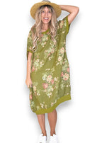 Helga May: Elastic Hem Dress: Scarlett Rose - Olive