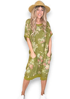 Helga May: Elastic Hem Dress: Scarlett Rose - Olive