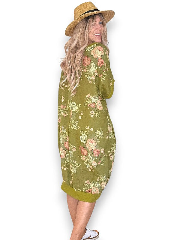 Helga May: Elastic Hem Dress: Scarlett Rose - Olive