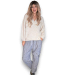 Helga May: Alpaca Blend Chenille Sweater - Vanilla