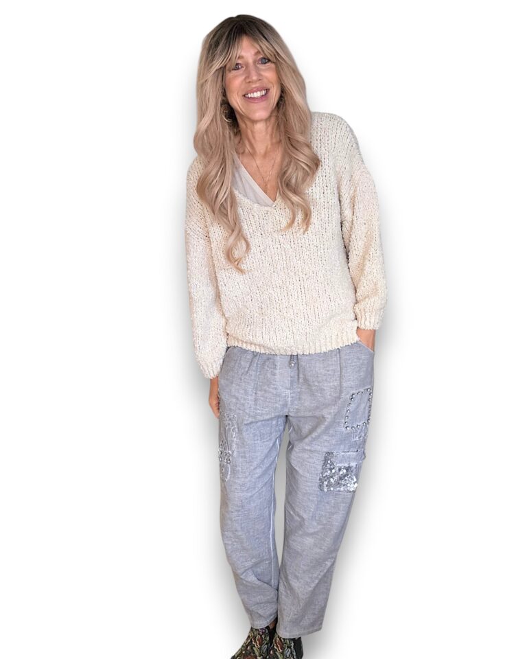 Helga May: Alpaca Blend Chenille Sweater - Vanilla