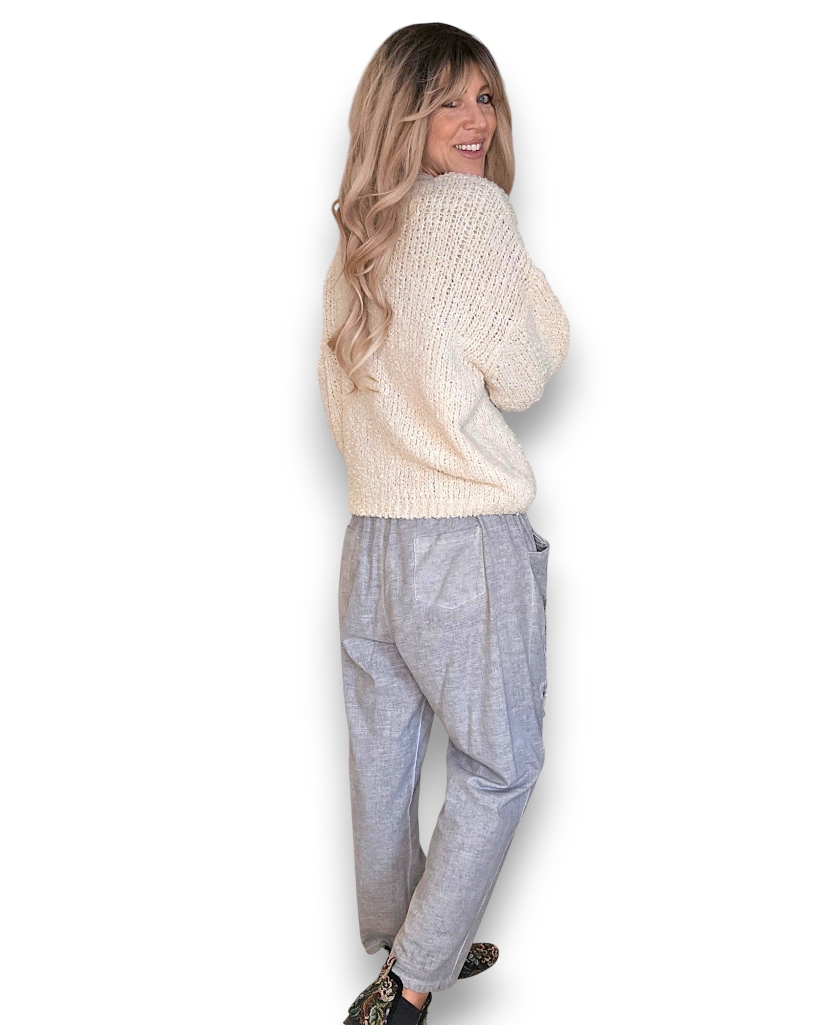 Helga May: Alpaca Blend Chenille Sweater - Vanilla