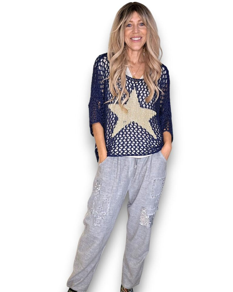 Helga May: Crochet Star Knit - Navy