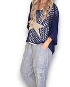 Helga May: Crochet Star Knit - Navy