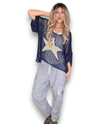 Helga May: Crochet Star Knit - Navy