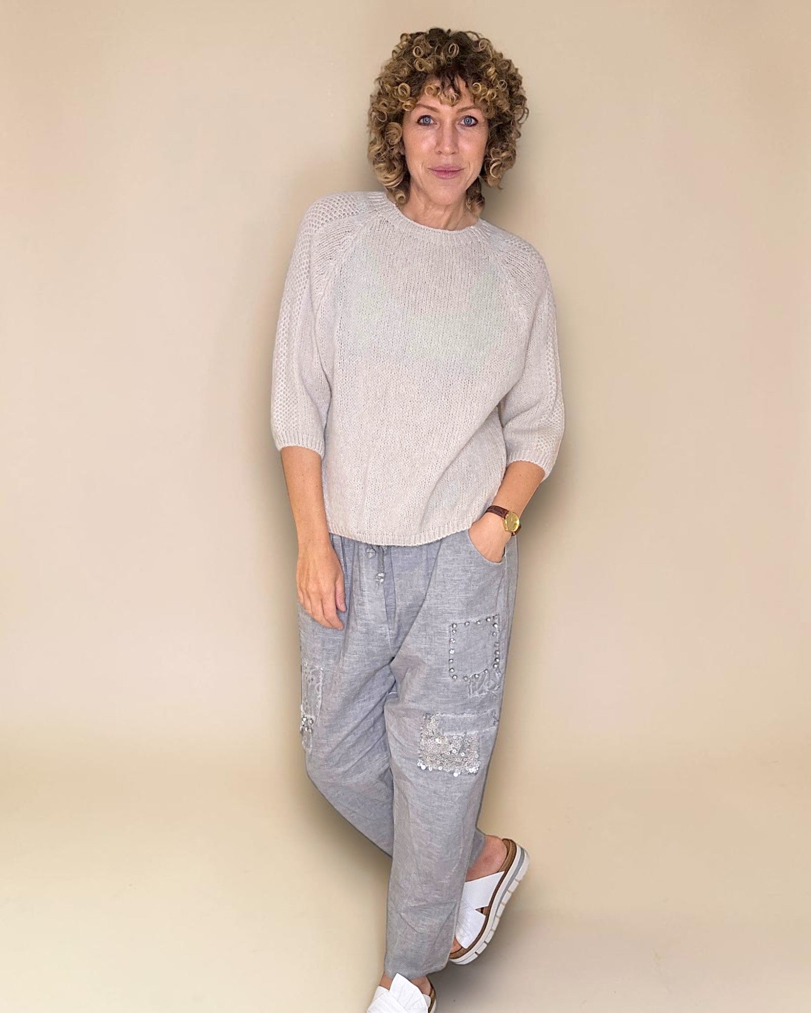 Helga May: Mohair Blend Crewneck Sweater