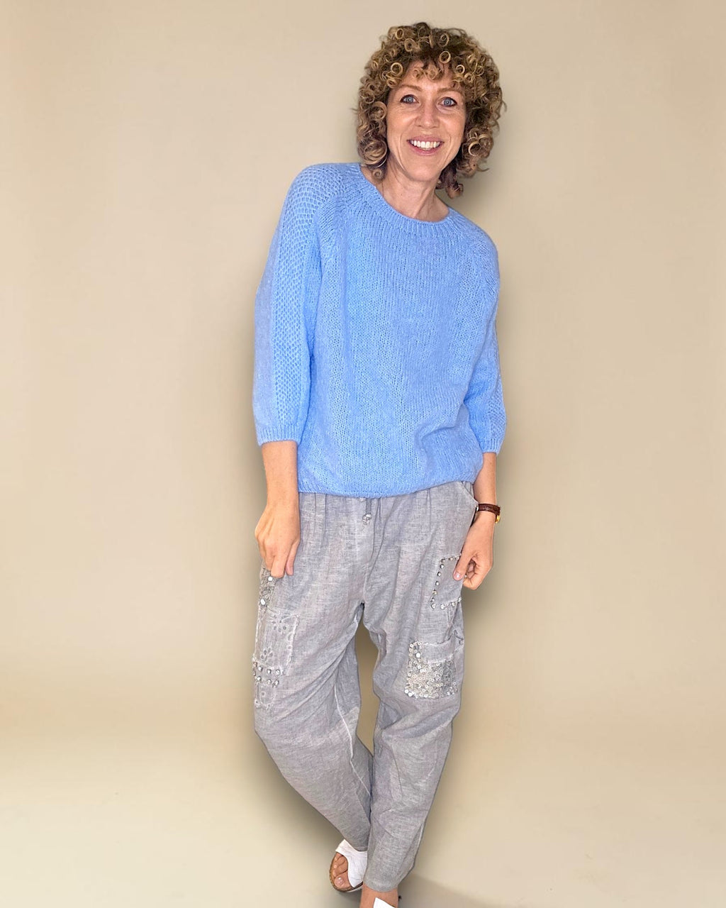 Helga May: Mohair Blend Crewneck Sweater