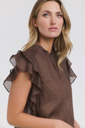 Alannah Ramie Flutter Sleeve Top