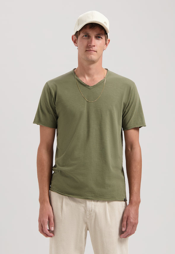 Dstrezzed Stewart Slub V-Neck Tee - Army Green