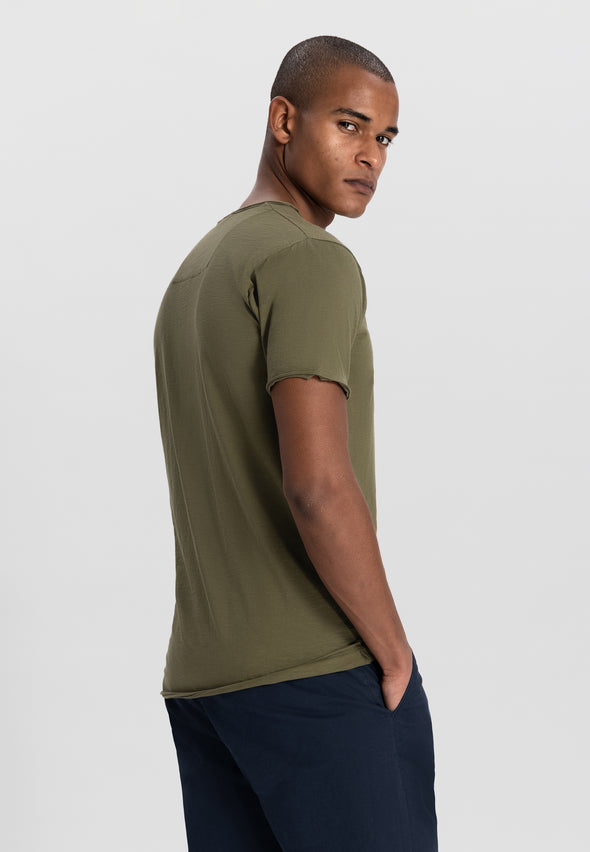 Dstrezzed Stewart Slub V-Neck Tee - Army Green