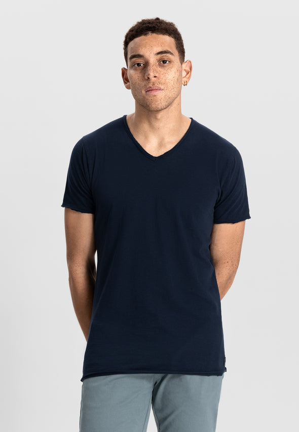Dstrezzed Stewart Slub V-Neck Tee - Dark Navy