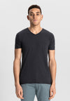 Dstrezzed Stewart Slub V-Neck Tee - Anthracite Melange