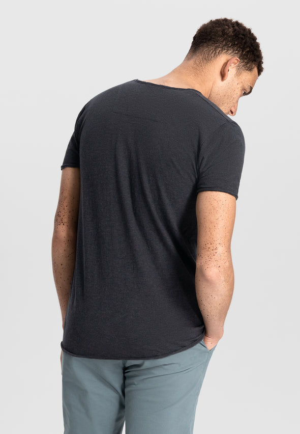 Dstrezzed Stewart Slub V-Neck Tee - Anthracite Melange