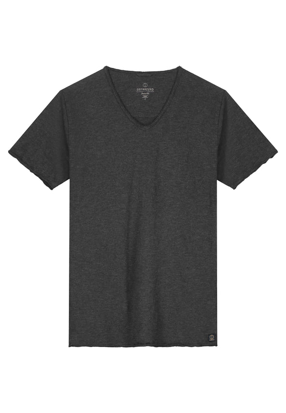 Dstrezzed Stewart Slub V-Neck Tee - Anthracite Melange