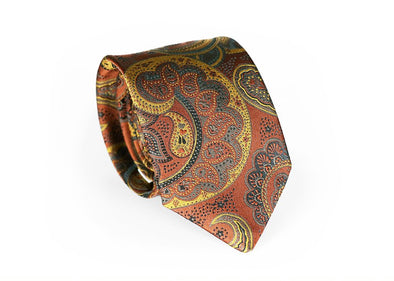 Fellini Luxe Paisley Tie - Cognac