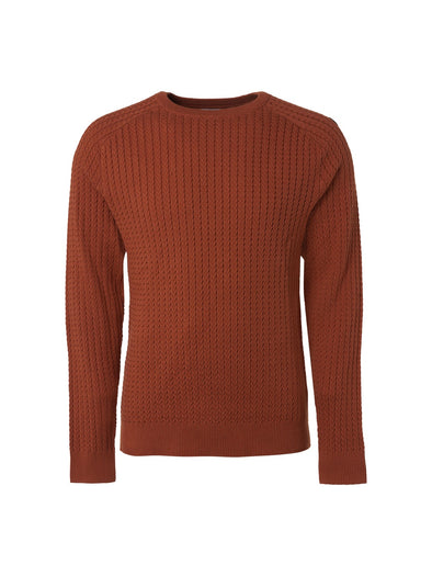 No Excess Crewneck Knit Pullover: Textured Rib - Caramel