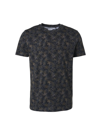 No Excess Crew Tee: Watercolour & Sketched Floral - Olive