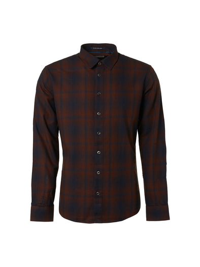 No Excess Long Sleeve Shirt: Checked - Brown
