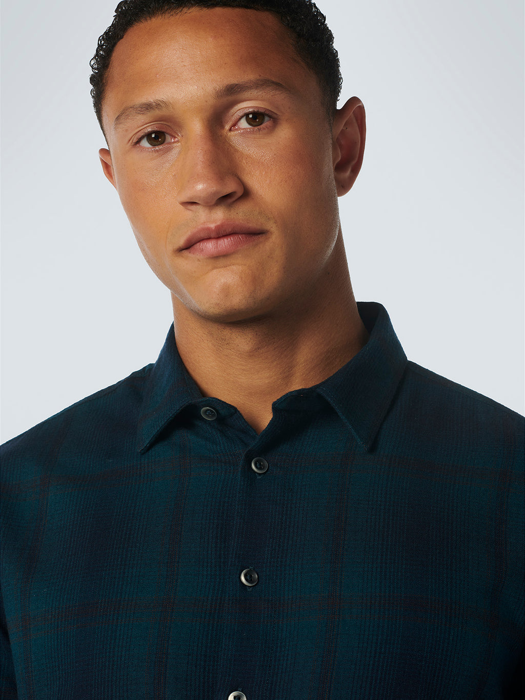 No Excess Long Sleeve Shirt: Checked - Ocean