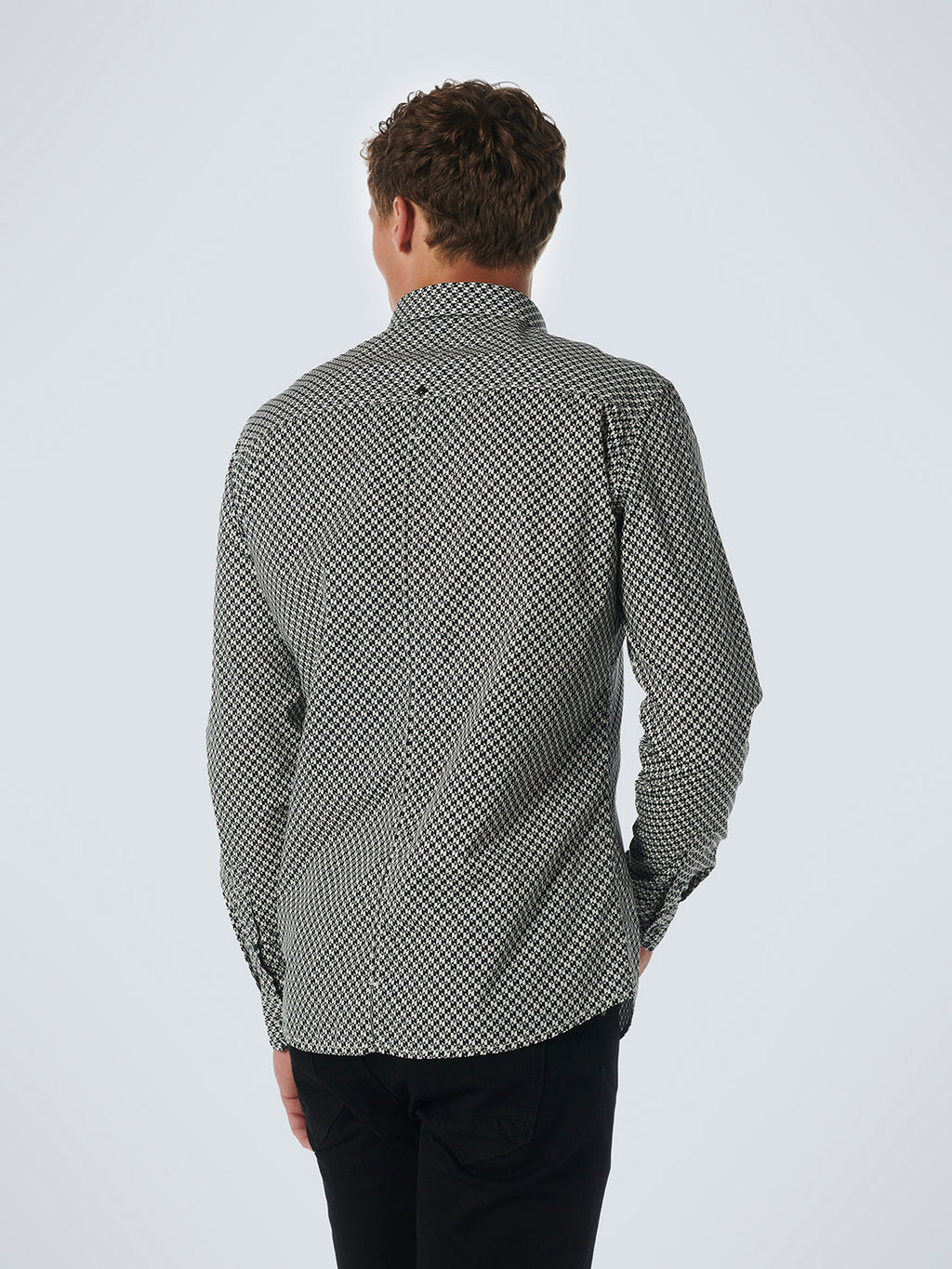 No Excess Long Sleeve Shirt: Checkerboard Illusion - Black