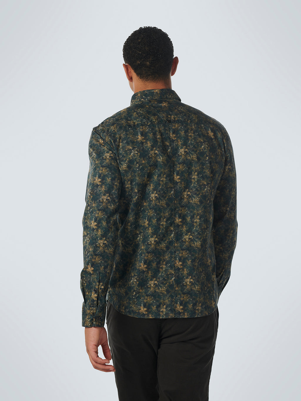 No Excess Long Sleeve Shirt: Watercolour & Sketched Floral - Ocean