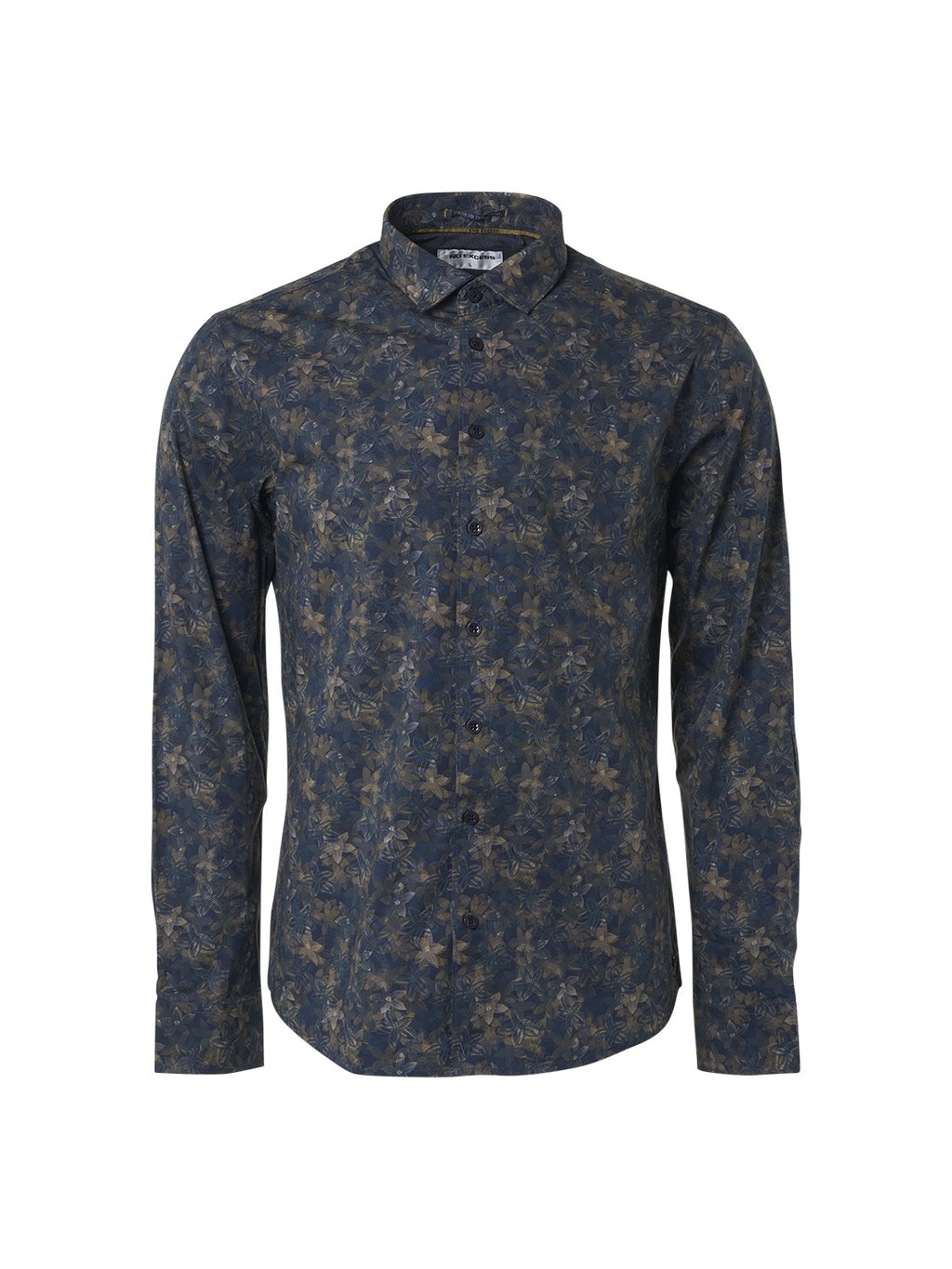 No Excess Long Sleeve Shirt: Watercolour & Sketched Floral - Ocean