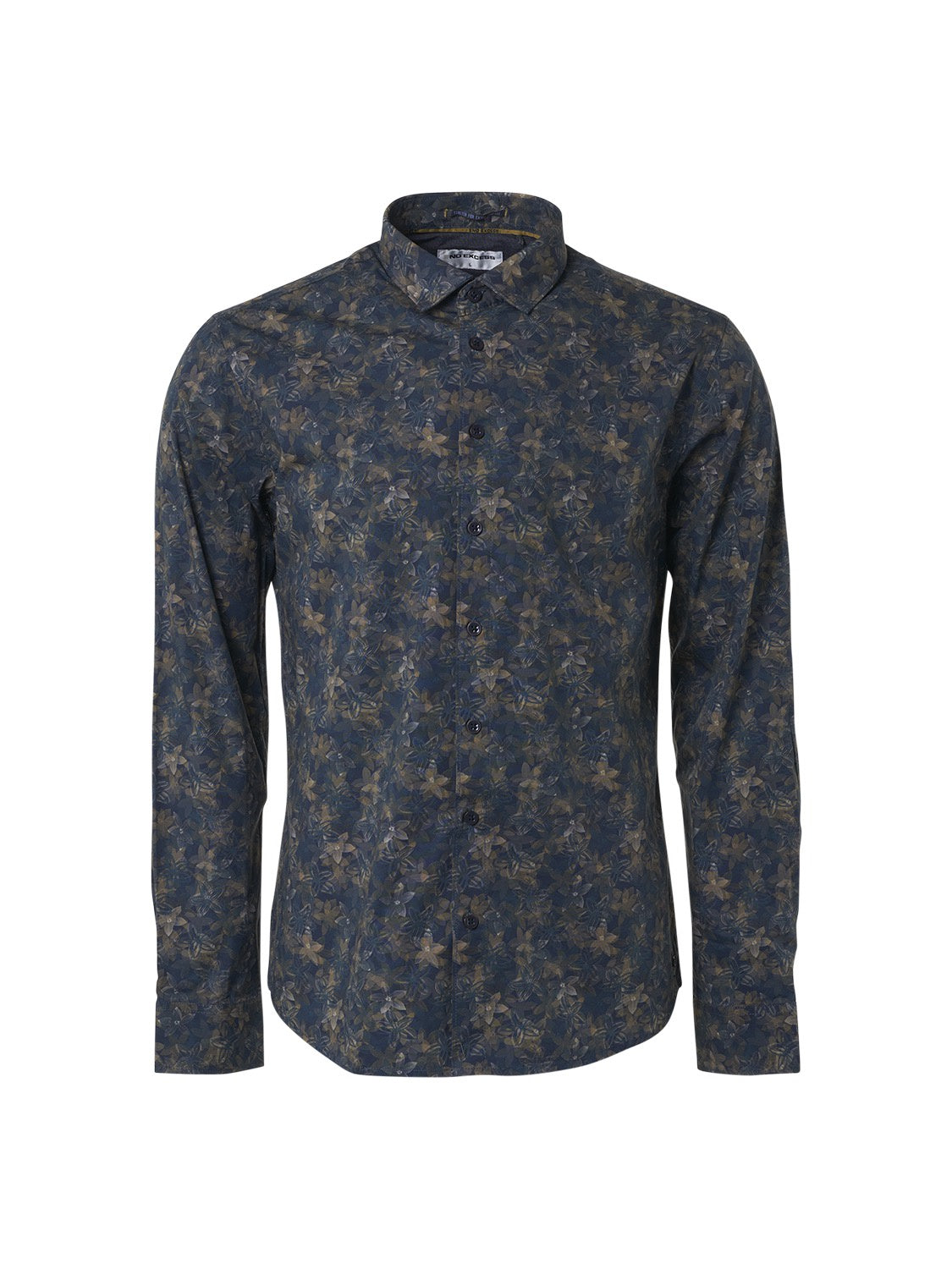 No Excess Long Sleeve Shirt: Watercolour & Sketched Floral - Ocean