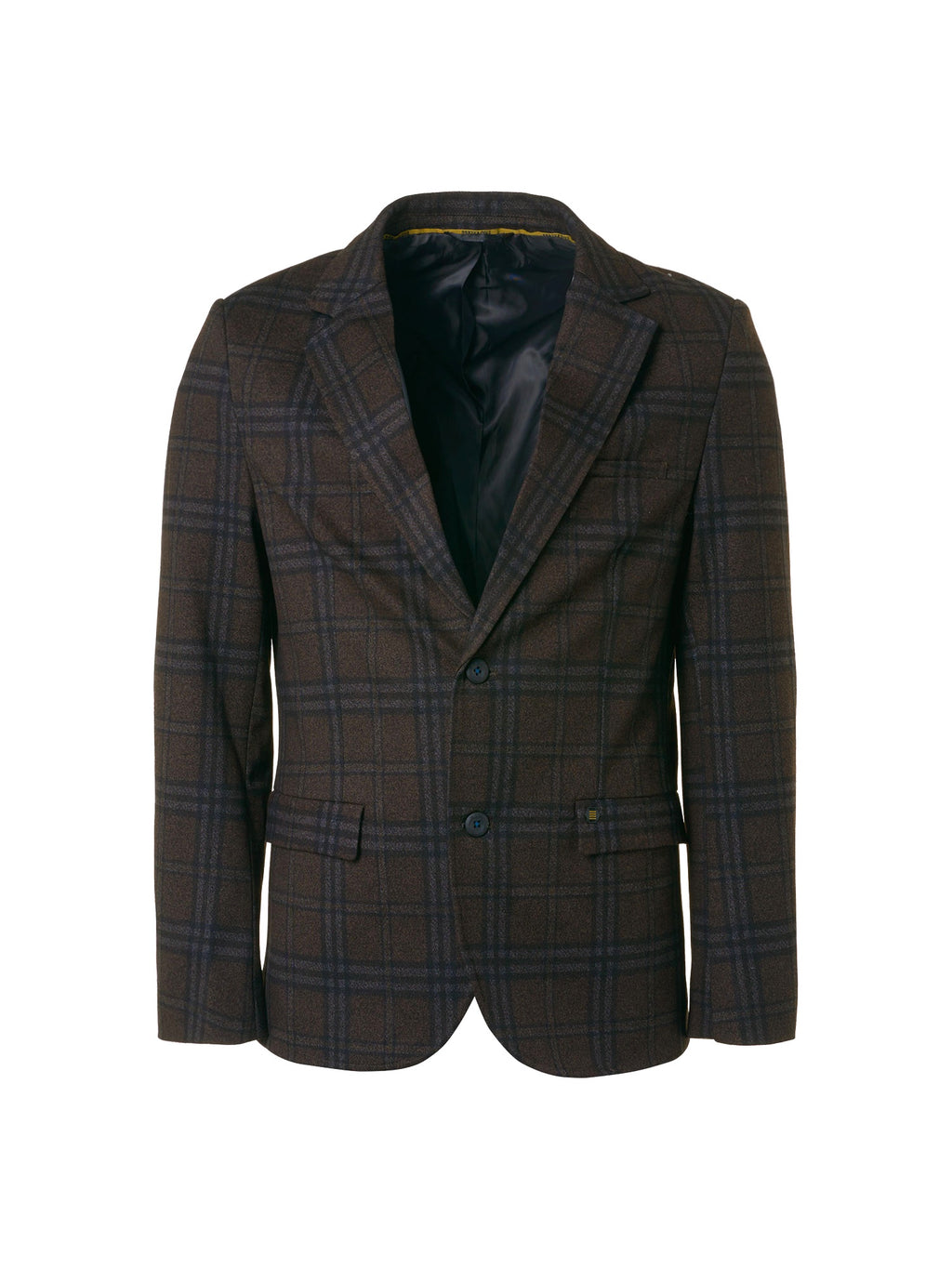No Excess Jersey Stretch Check Blazer - Coffee