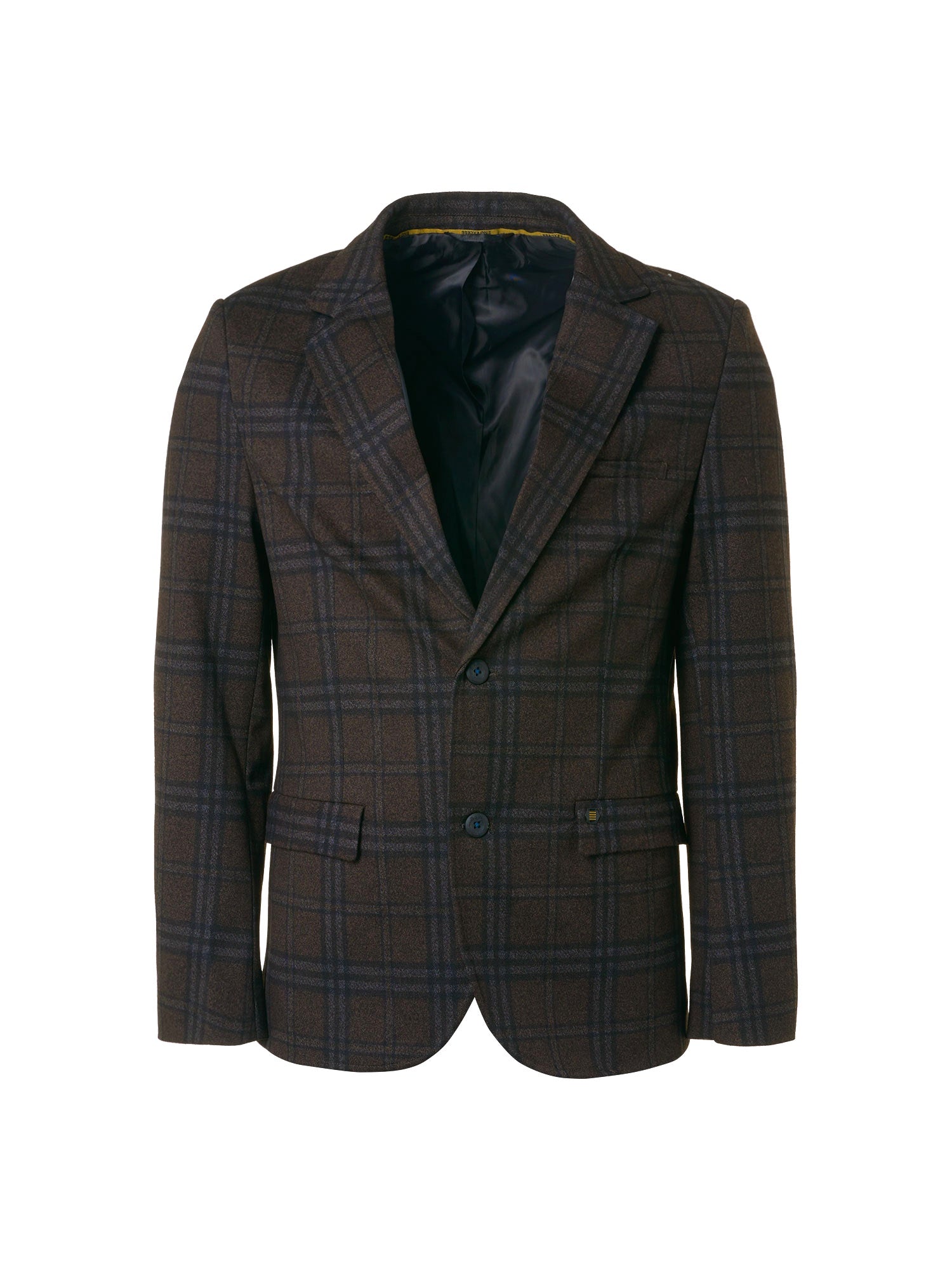 No Excess Jersey Stretch Check Blazer - Coffee