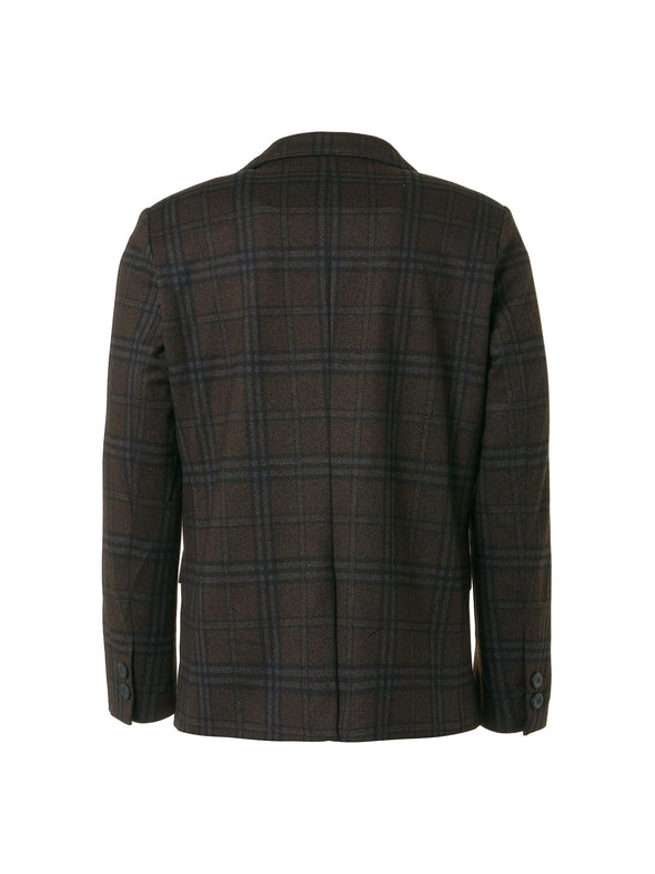 No Excess Jersey Stretch Check Blazer - Coffee