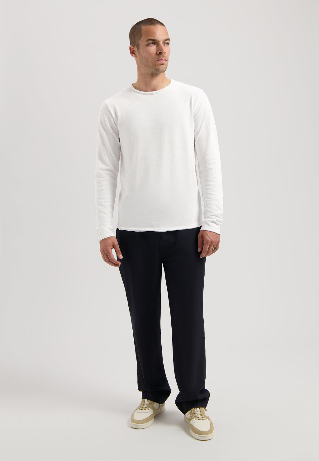Dstrezzed Newman Slub Long Sleeved Tee - White