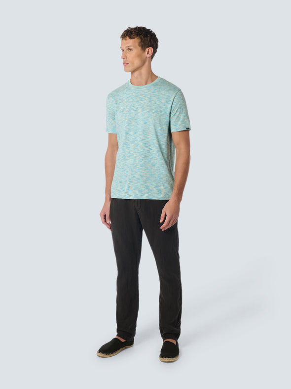 No Excess Crew Tee: Tonal Melange - Aqua