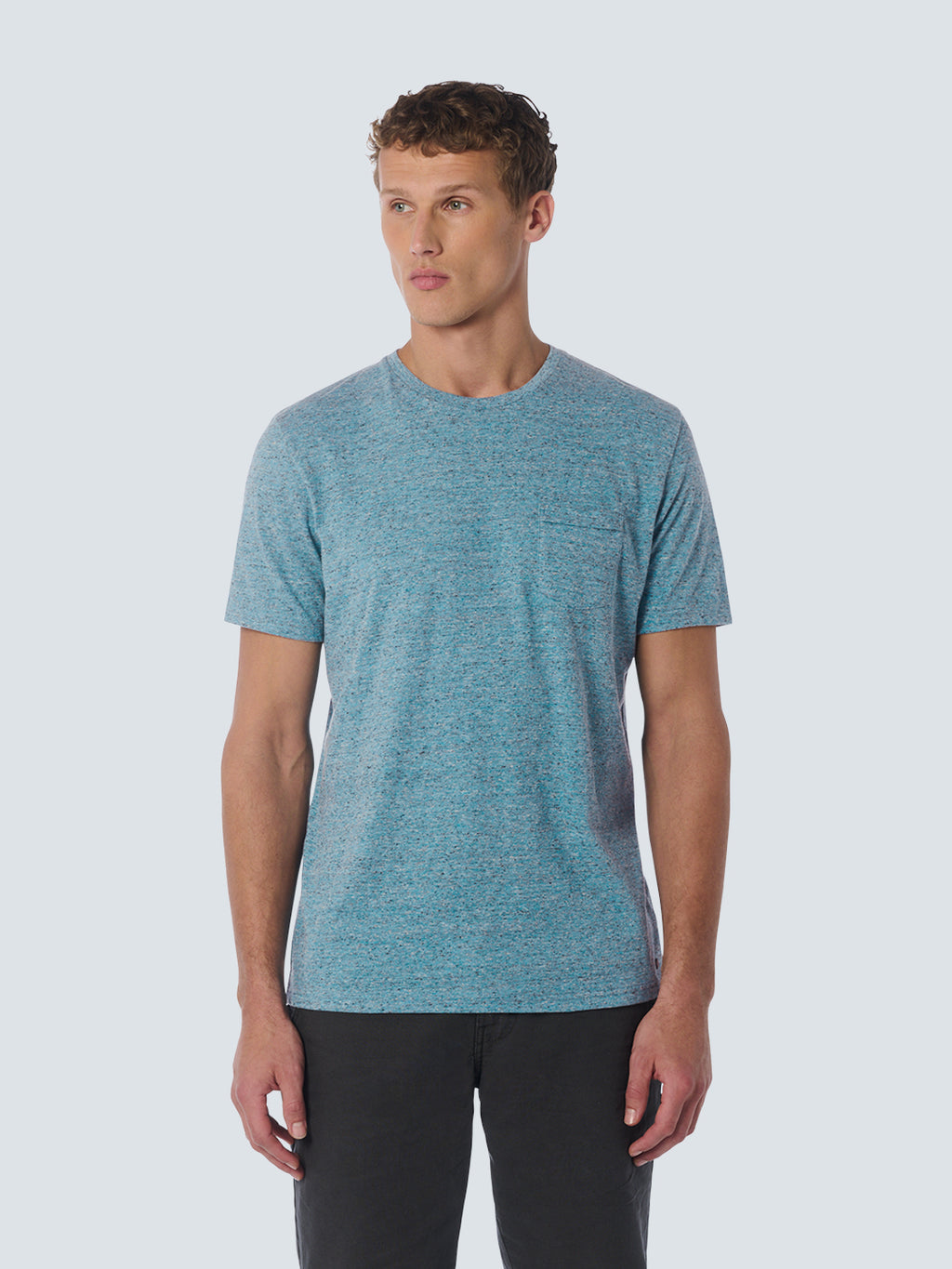 No Excess Crew Tee: Multi Colour Melange - Aqua