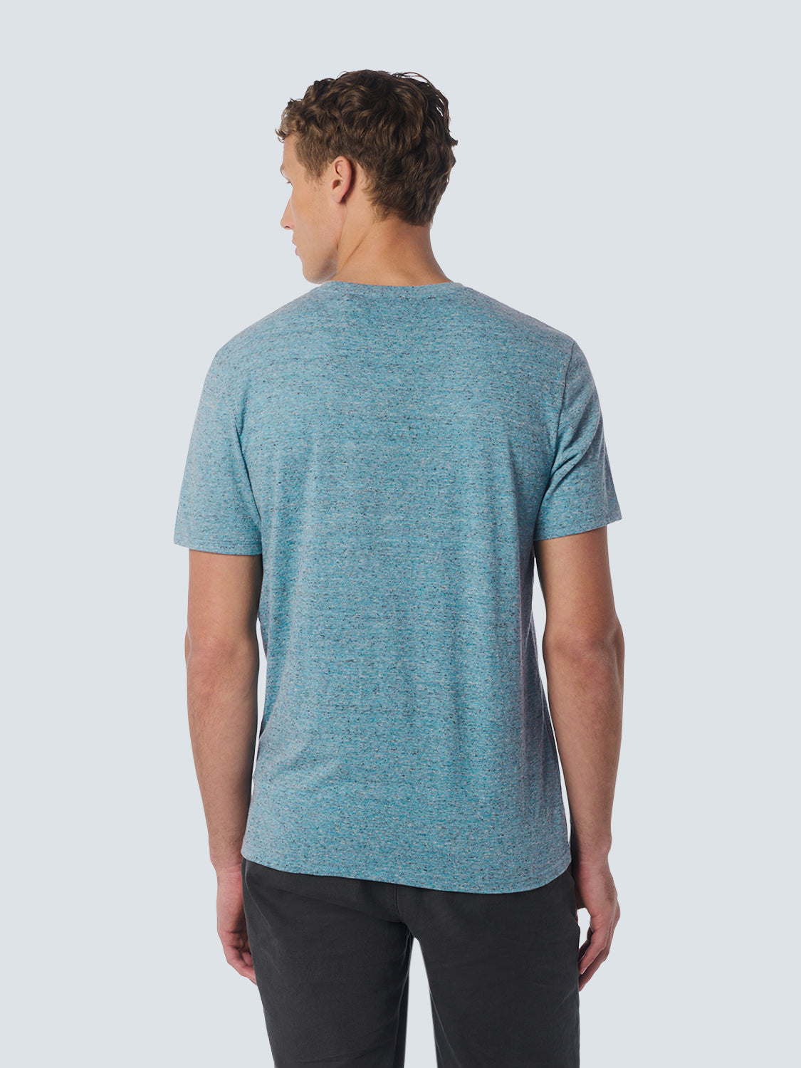 No Excess Crew Tee: Multi Colour Melange - Aqua
