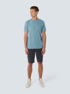 No Excess Crew Tee: Multi Colour Melange - Aqua
