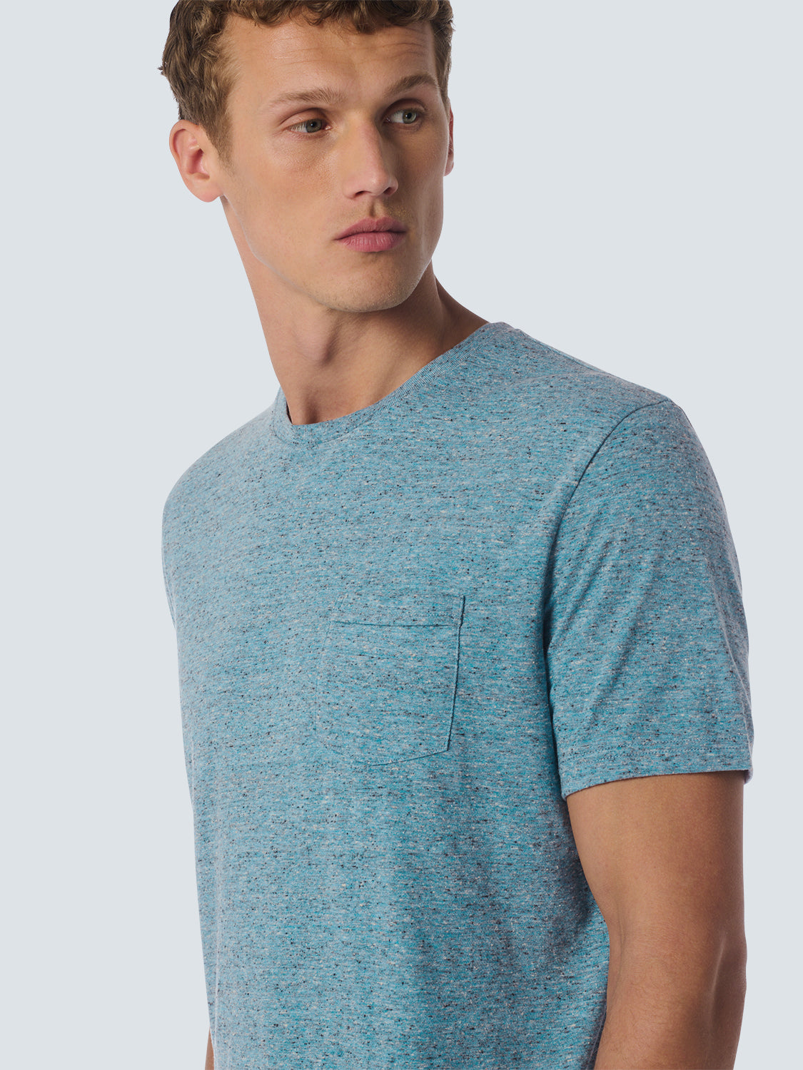 No Excess Crew Tee: Multi Colour Melange - Aqua