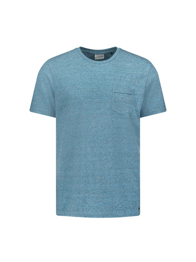 No Excess Crew Tee: Multi Colour Melange - Aqua