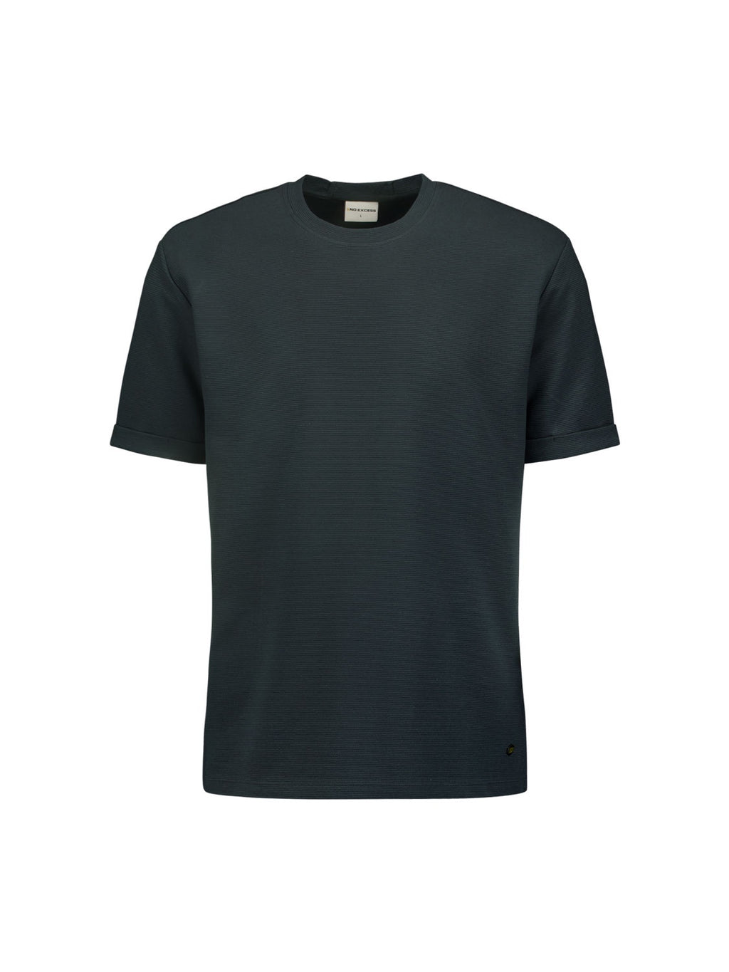 No Excess Crew Tee: Embossed Lines - Dark Steel