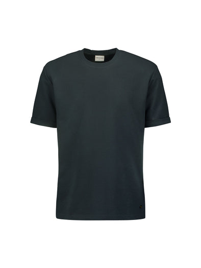 No Excess Crew Tee: Embossed Lines - Dark Steel