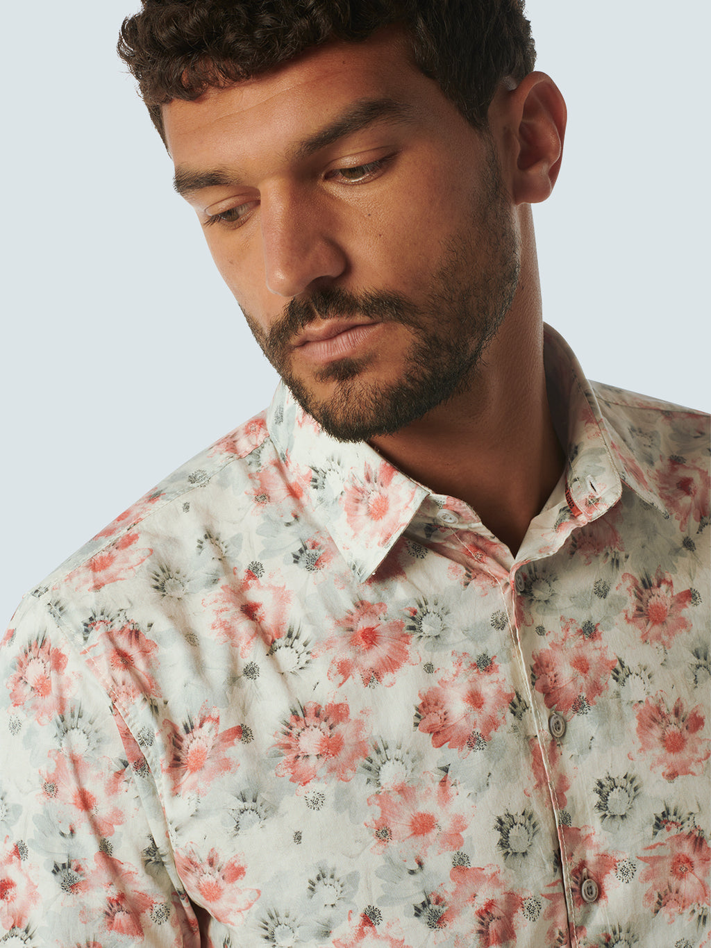 No Excess Long Sleeve Shirt: Tonal Floral - Melon