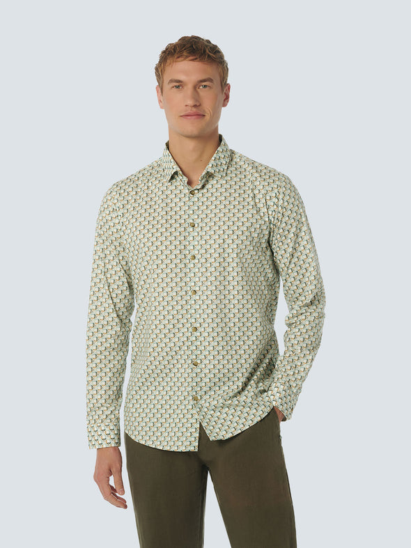 No Excess Long Sleeve Shirt: Jewel Print - Mint