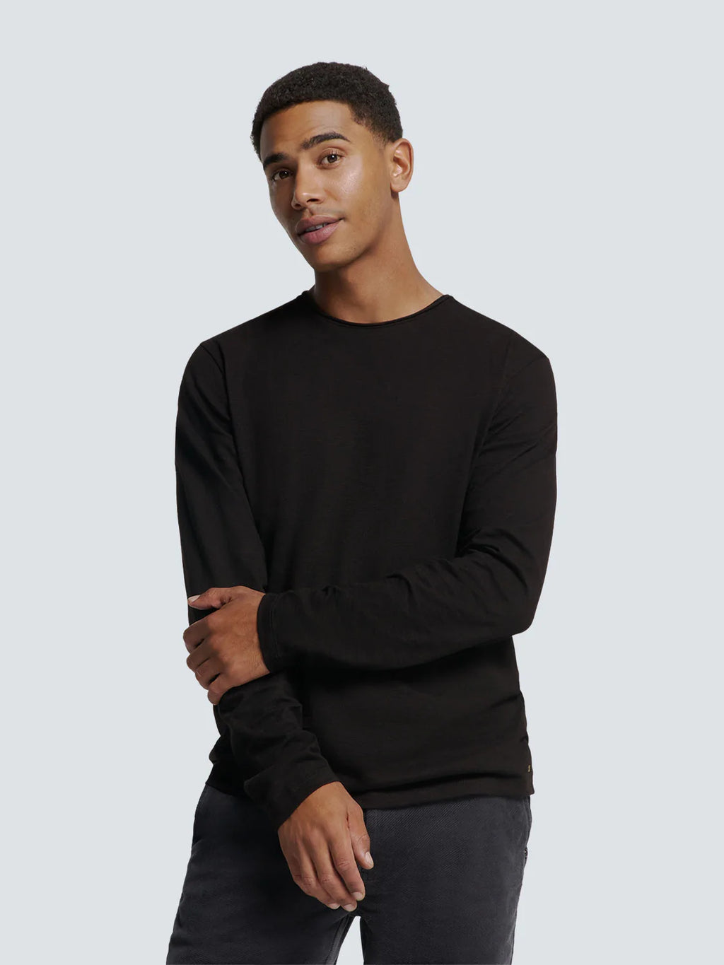 No Excess Slub Neck Sweatshirt - Black