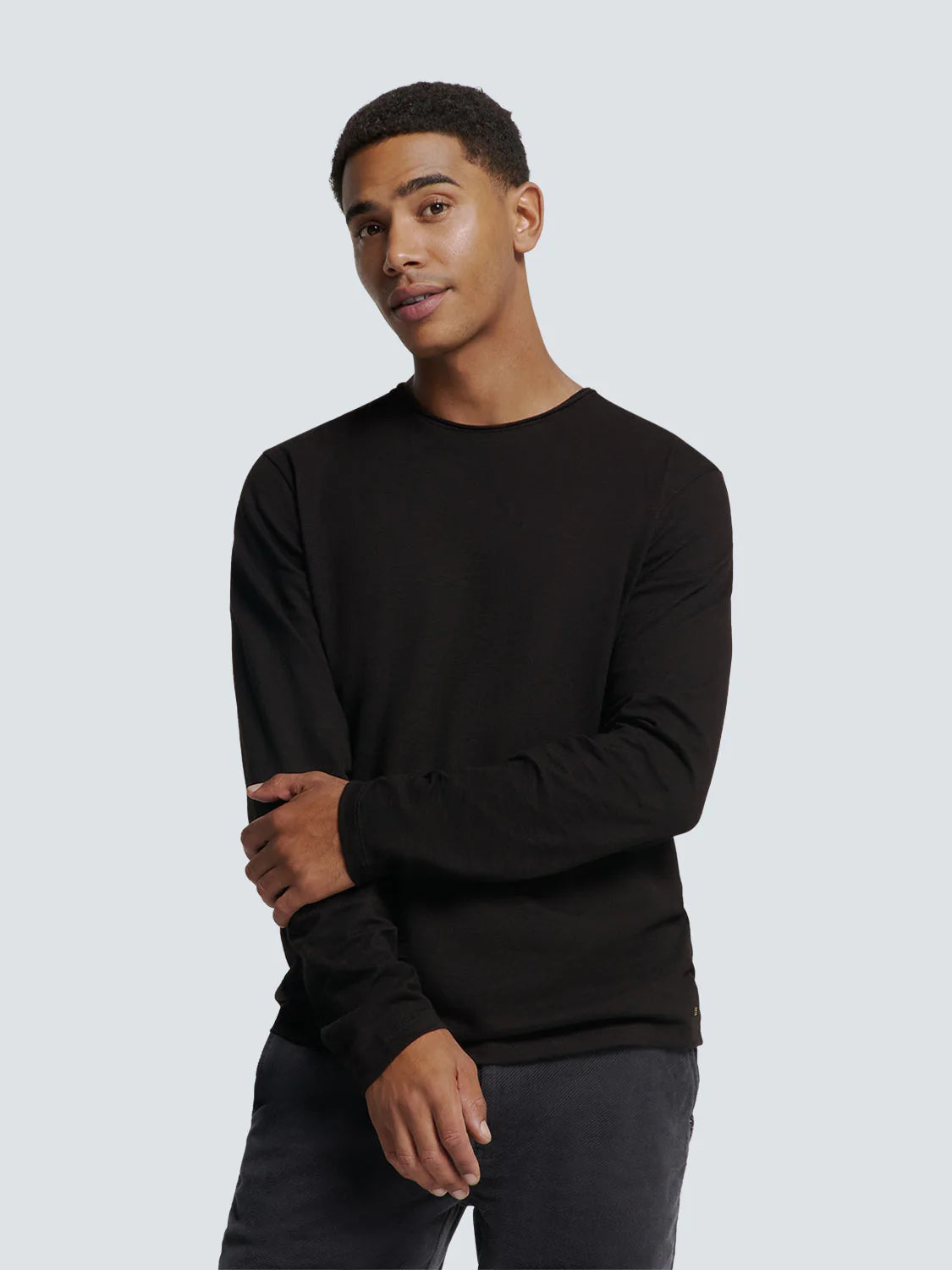 No Excess Slub Neck Sweatshirt - Black