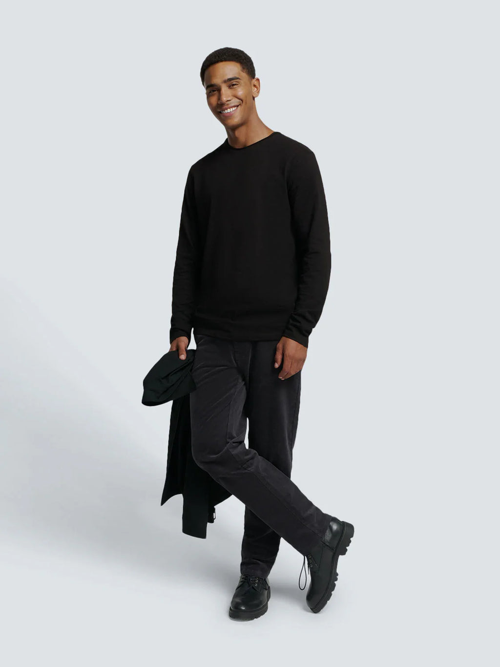 No Excess Slub Neck Sweatshirt - Black