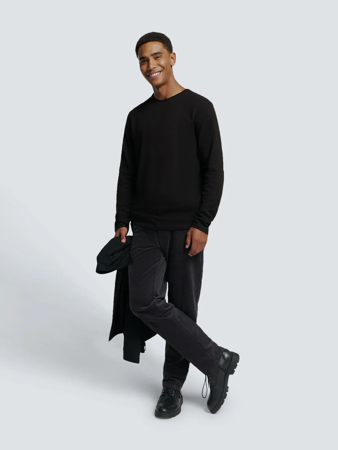 No Excess Slub Neck Sweatshirt - Black