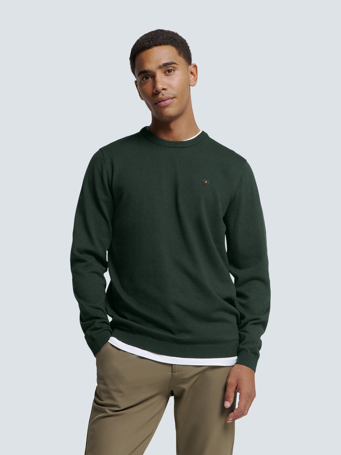 No Excess Crew Neck Pull Over - Coloured Melange - Dark Green