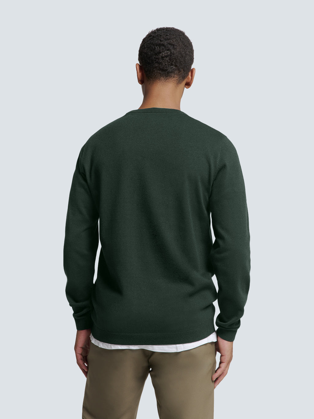 No Excess Crew Neck Pull Over - Coloured Melange - Dark Green